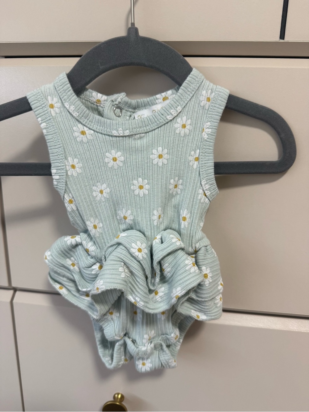 Mint Daisy Ruffle Baby Romper